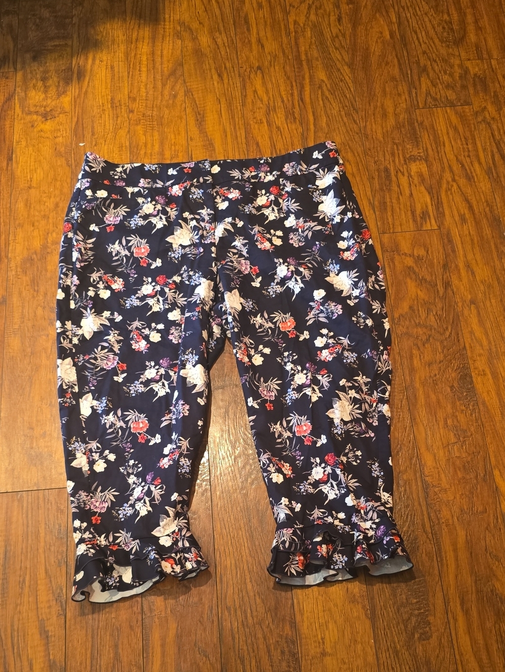 Lane Bryant  Floral Capri Pants with Ruffle Hem